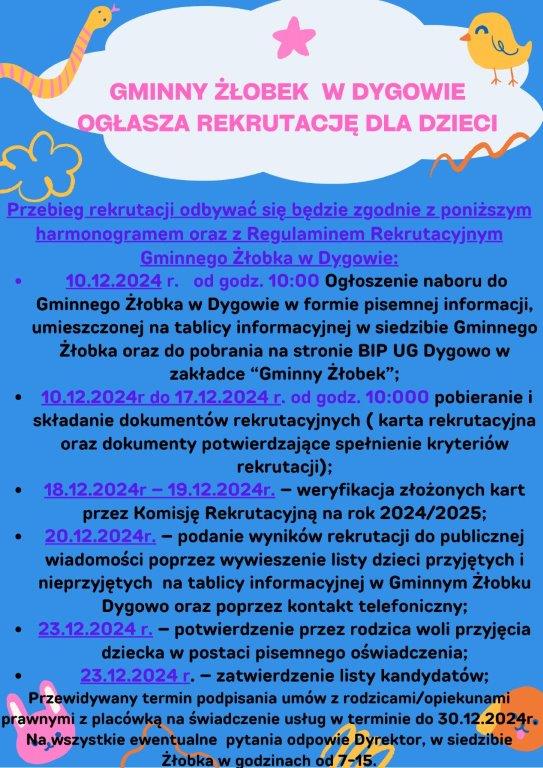 Rekrutacja do Gminnego Żłobka w Dygowie